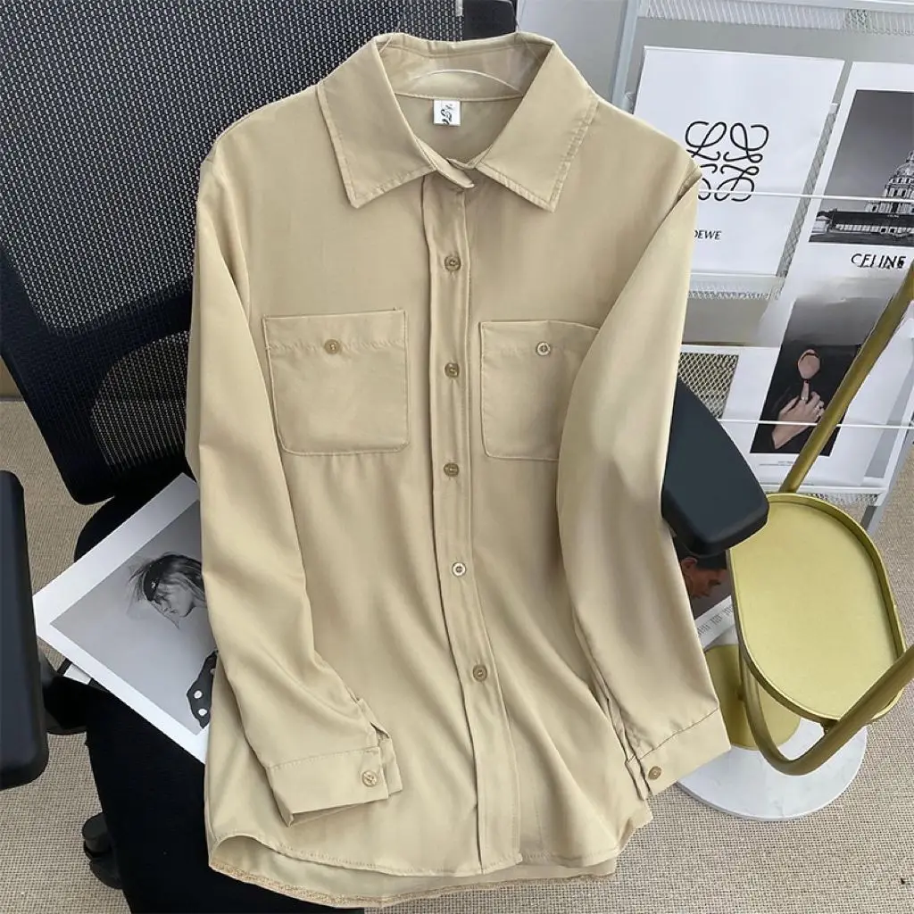 Women\'s Elegant Long Sleeve Office Blouse Formal White Shirt Pure Colour OL Work Wear Solid Blouse Fashion Ladies Clothes Tops