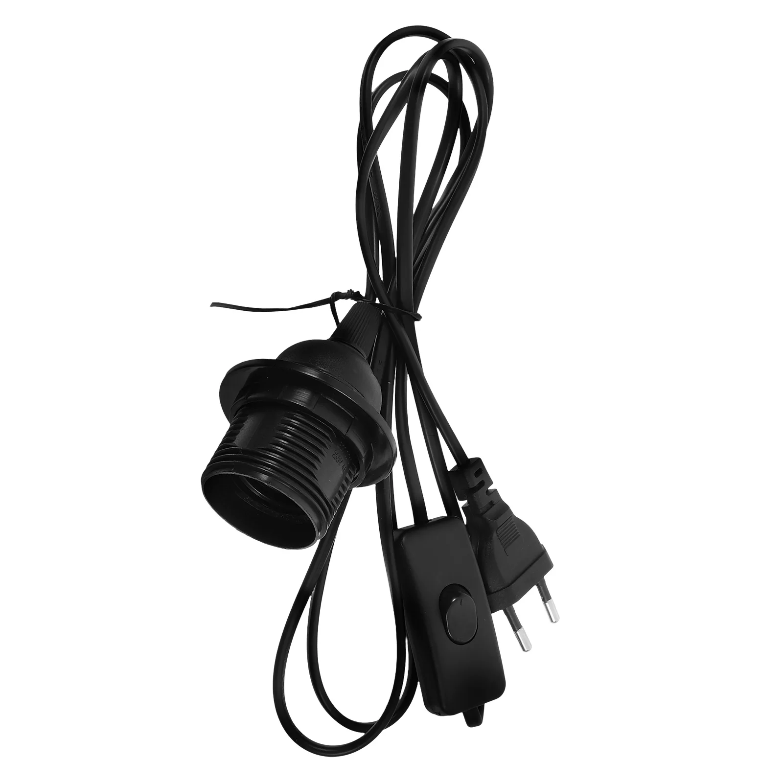 

1.8m Double Round Plug Switch Hanging Lamp Cord Cable Black E27 Socket Fireproof Easy Installation Indoor Outdoor Use