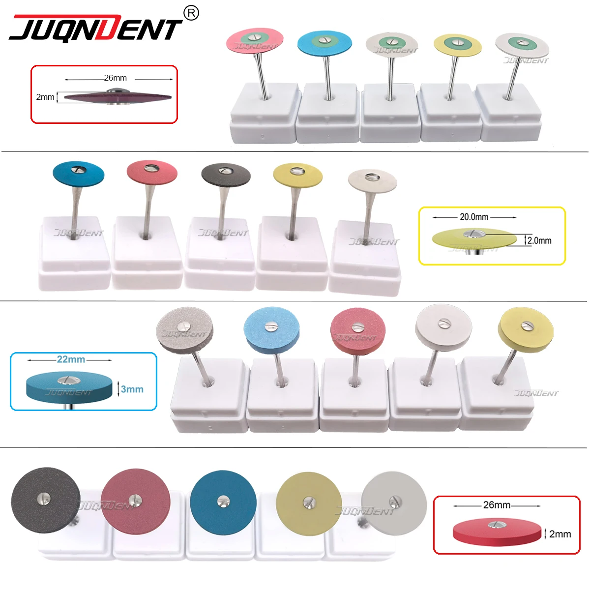 Dental Rubber Diamond Polishing Wheels Polisher Disc HP 2.35mm For Ceramic Porcelain Zirconia Grinding Polishing Dental Products