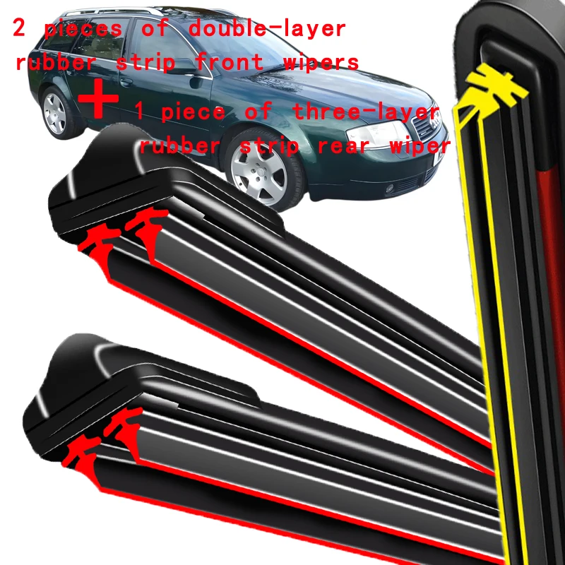 

Wiper Front & Rear Wiper Blades Set For Audi A6 / C5 2002 2003 2004 Windshield Windscreen Window 22"+22"+16"