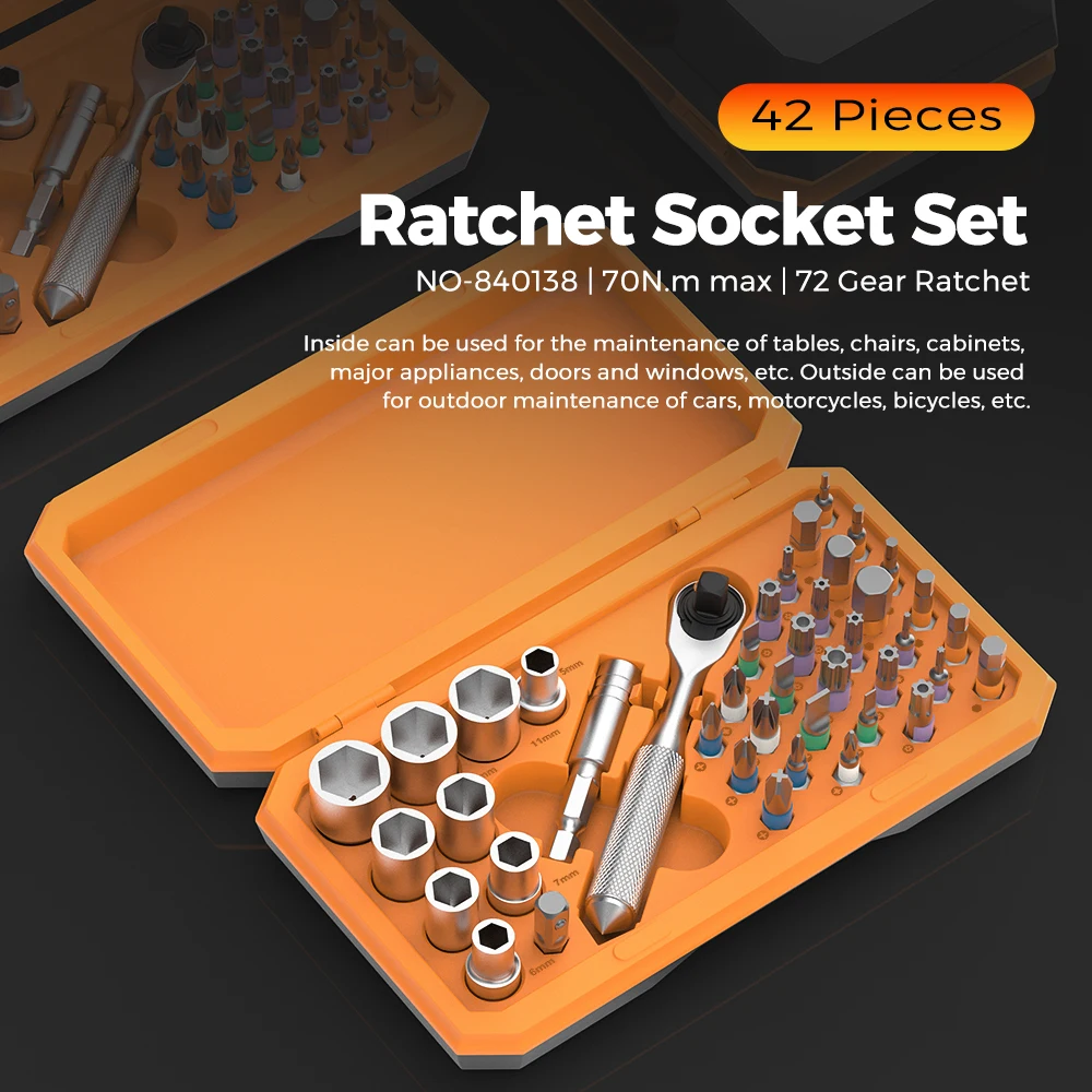 

42-in-1 Multifunctional Screwdriver and Ratchet Wrench Set Magnetic Tip Hand Tools Set Home DIY Various Tasks Maintenance Kit