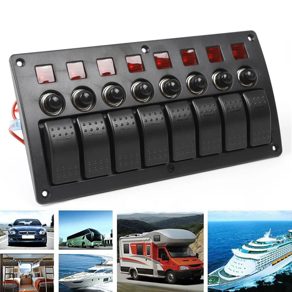 12V/24V LED Switch Panel, Boat Switch Toggle Panel, 8-Speed Car Bus Switch Panel, 120 - 260W