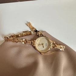 2024 New Women's Watch Vintage Quartz Watch Stee! Case Gold Plated Watch Luxury and High end Lover Gift Bracelet Clock