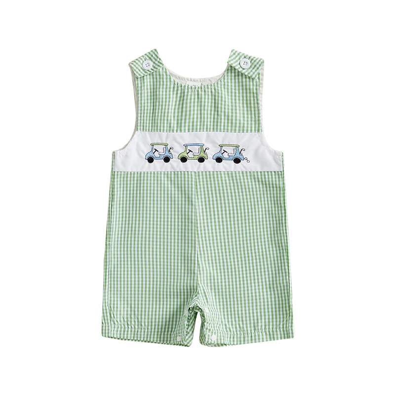 Pudcoco Baby Boy Romper Fashion Sleeveless Round Neck Golf Cart Embroidery Jumpsuit Newborn Playsuit 0-24M