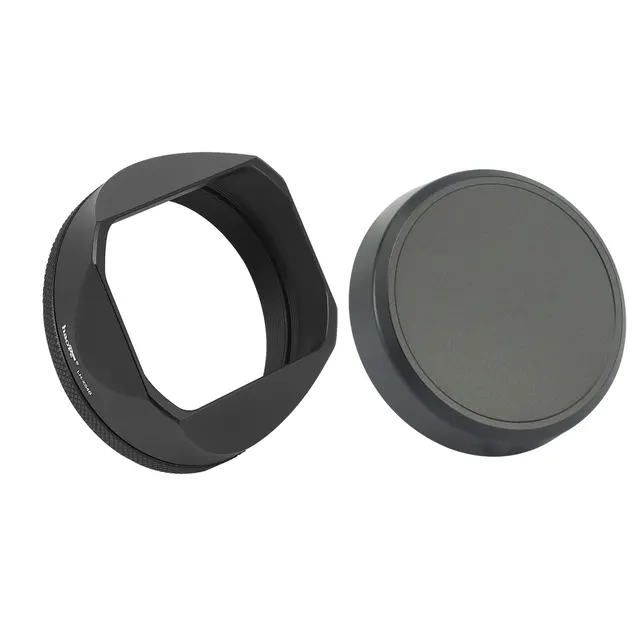 LH-X54B Haoge + czapka kwadratowa metalowa osłona przeciwsłoneczna do Fujifilm Fuji X100V X100F X100T X100S X100 x 70, z pierścień pośredniczący metalowa nakrętka i 49mm