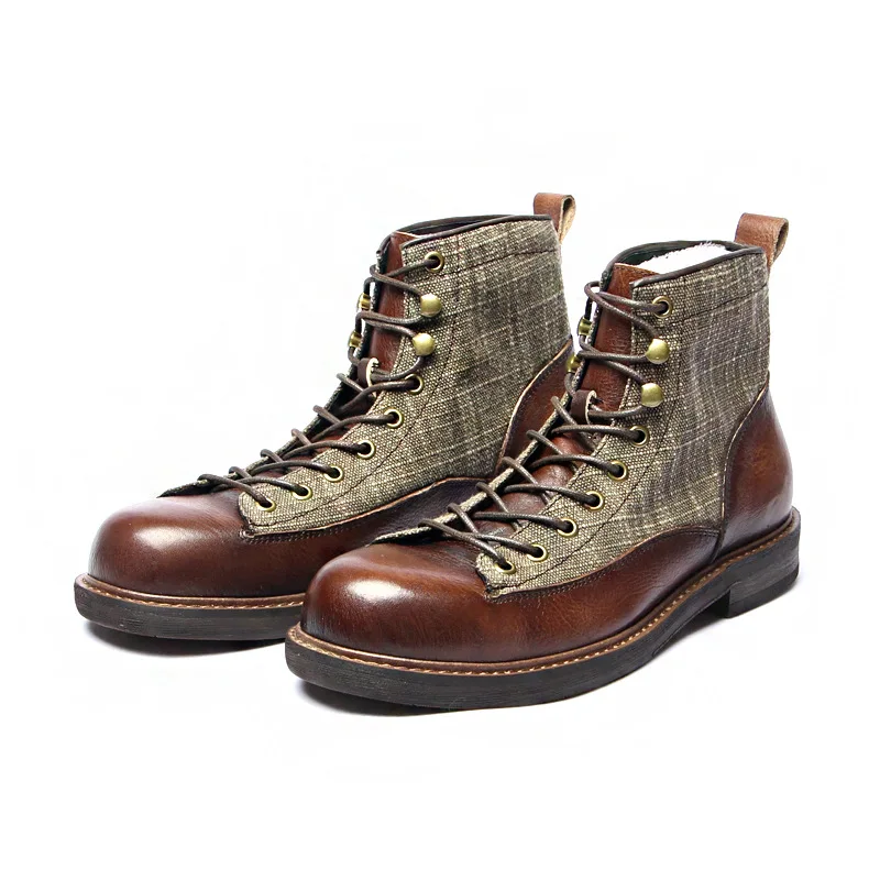 Genuine Leather Basic Flat Shoes Autumn Platform Gentlemen Men Shoes Cross Straps Cool Tide Color Men Boots