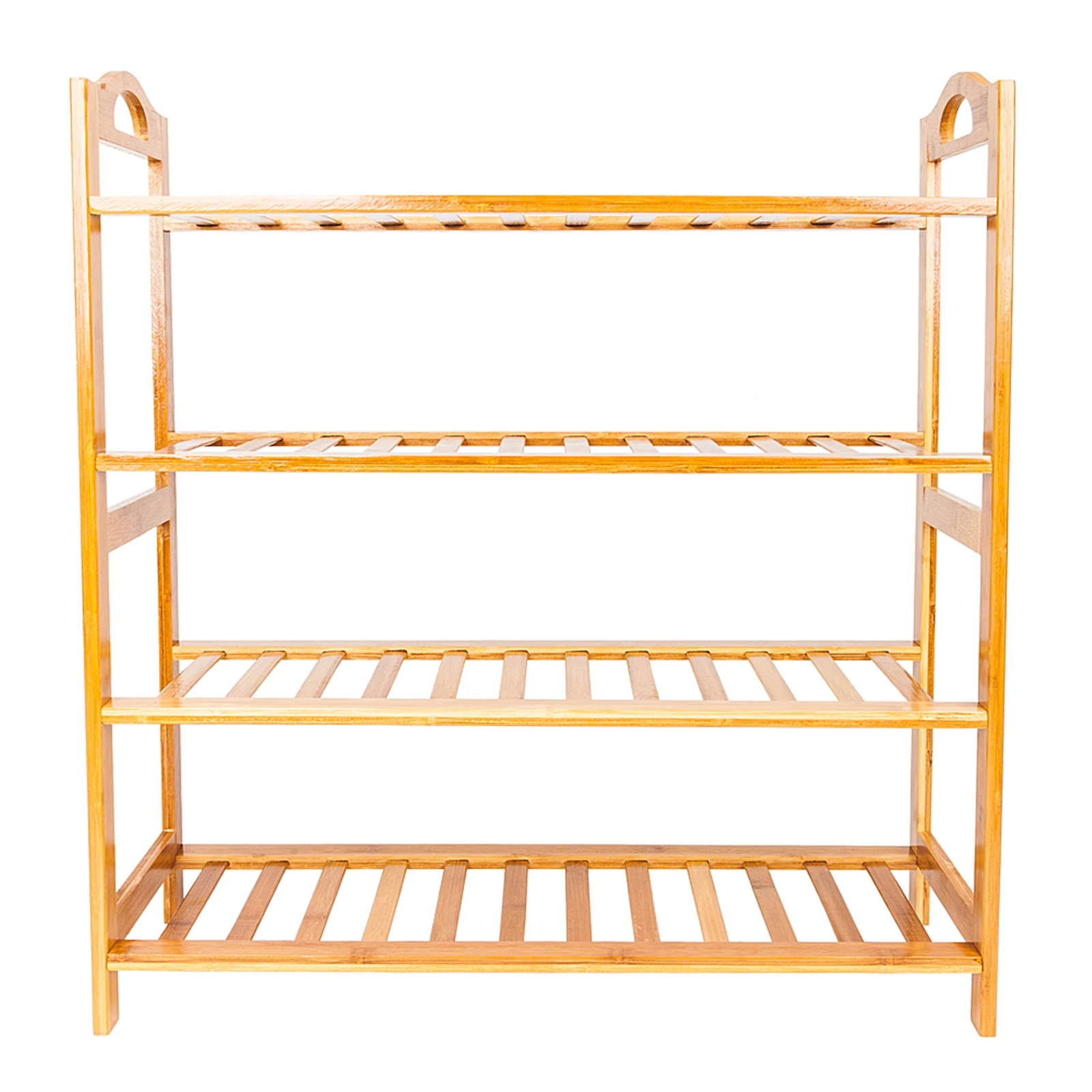 Concise 12-Batten 4 Tiers Bamboo Shoe Rack Wood Color