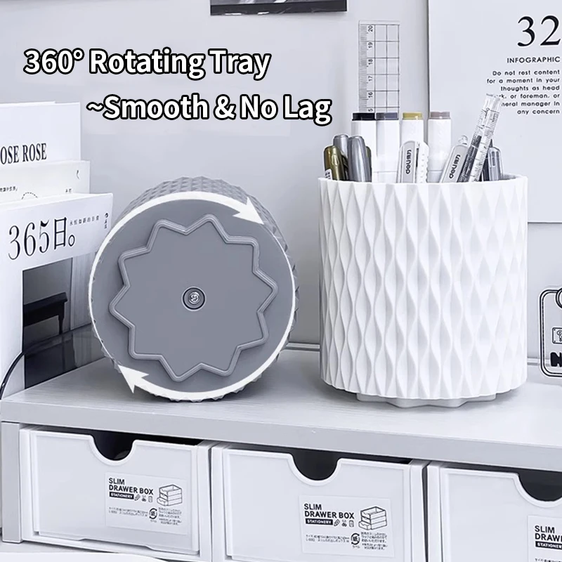 Rotating Pen Holder Storage Box. Layered Design, 360° Rotation For Easy Access. Large - Capacity And Stylish.