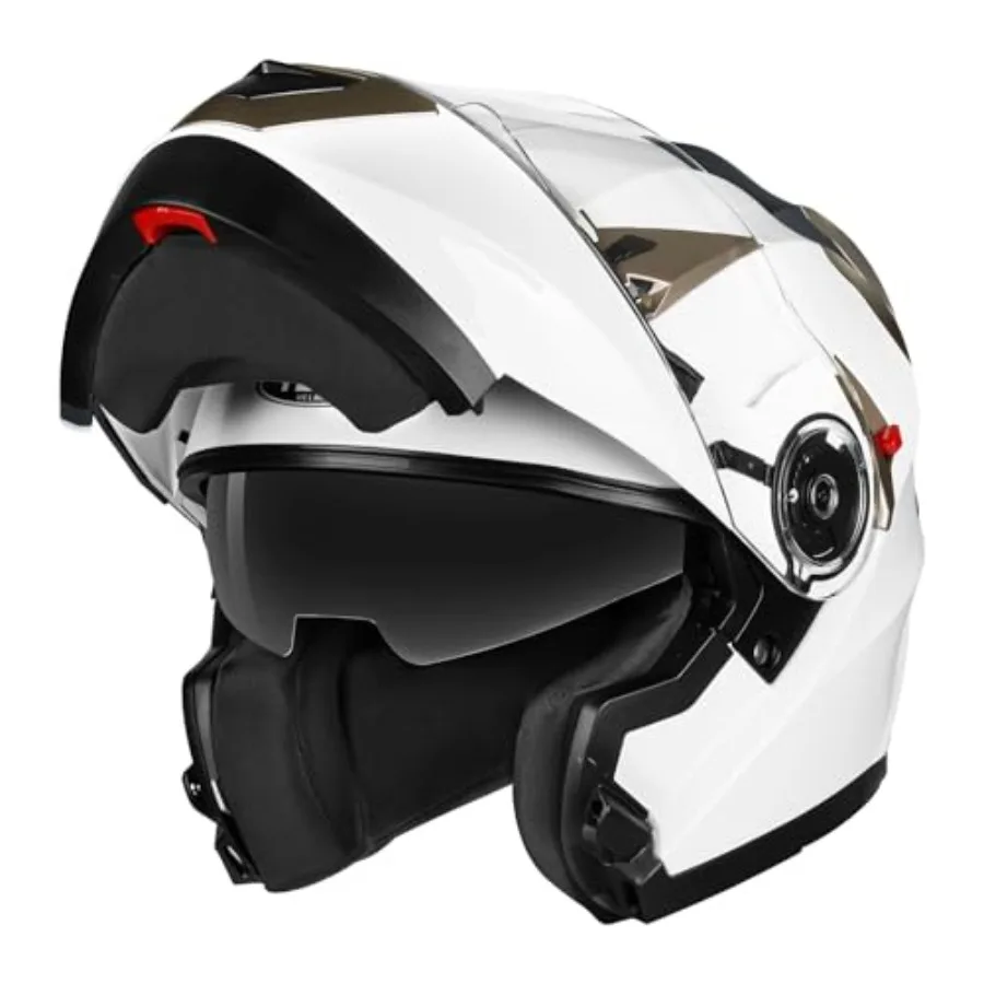 

Motorcycle Modular Full Face Helmet for Street Bike Racing - ABS Shell Matte Black DOT Approved with Sun Visor and Ventilation