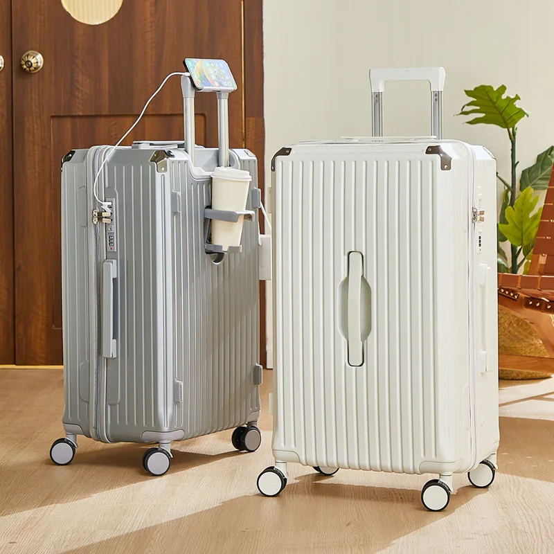 سعة كبيرة 20-26 بوصة المتداول الأمتعة مع حامل الكأس حقيبة سفر حامل هاتف مريح حقيبة سفر بسيطة المتداول #2