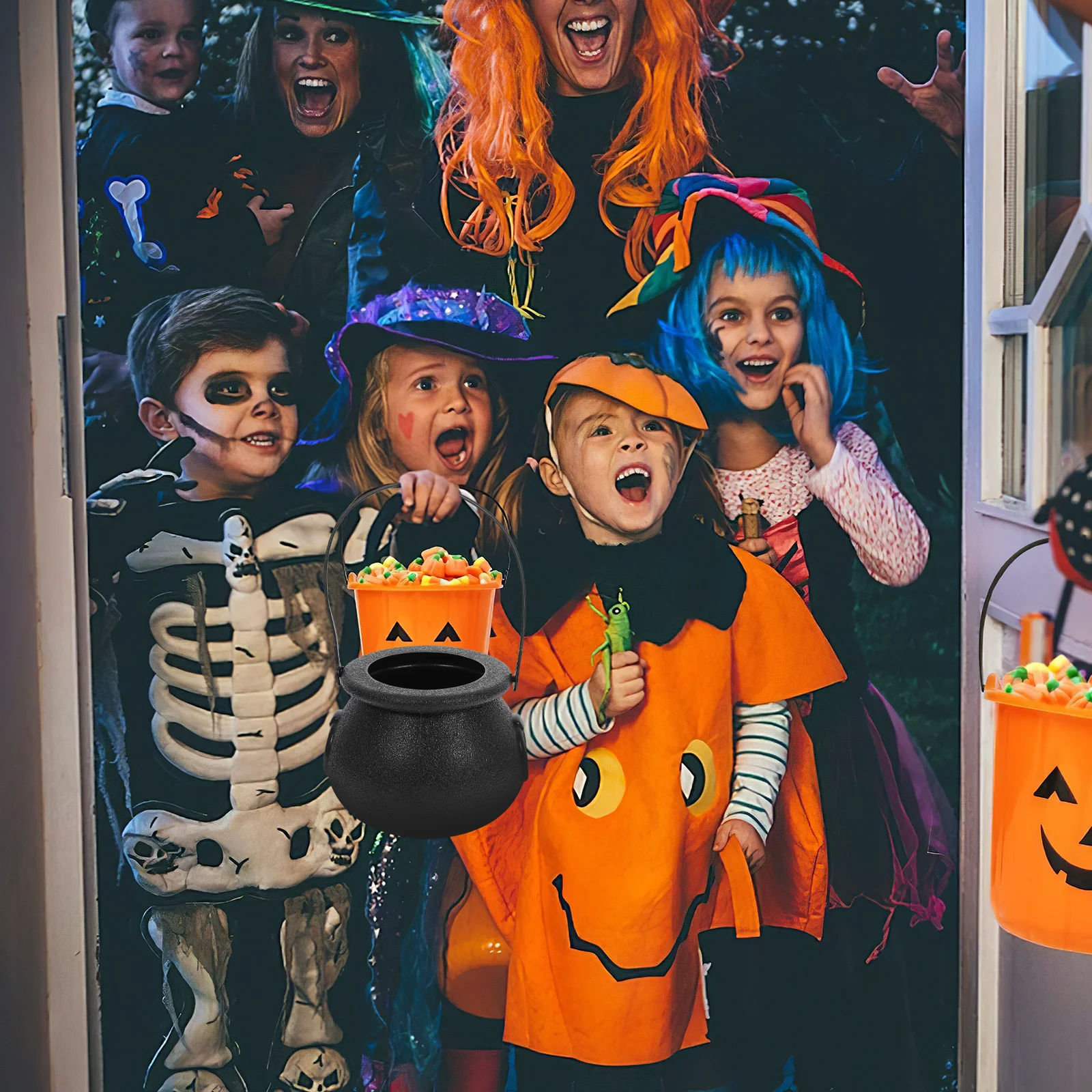 

2Pcs Lightweight Witch Barrels Halloween Party Decorations Large Capacity Candy Storage Buckets Easy Carry Fun Theme Accessories