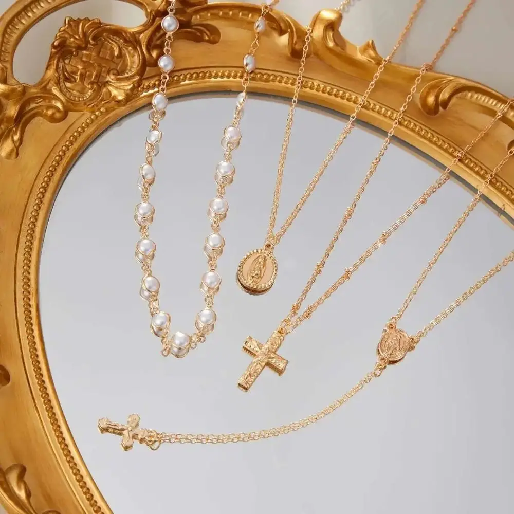 Ingemark بسيط الصليب قلادة قلادة الهيب هوب الملونة كريستال المختنق قلادة طويلة شرابة الترقوة قلادة المرأة