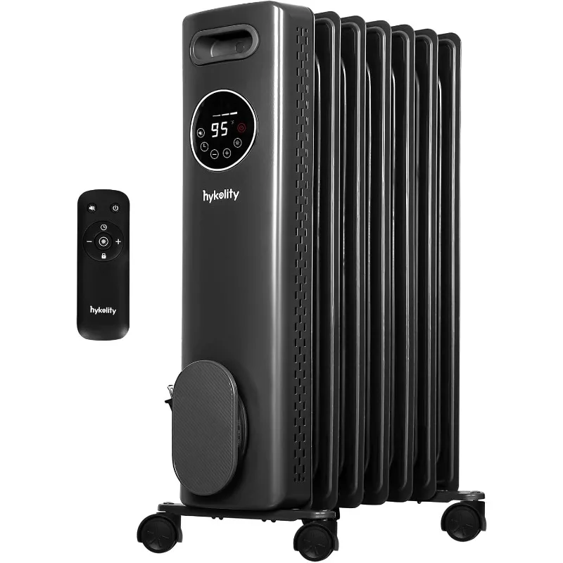 

hykolity 7fins Oil Filled Radiator Heater with Remote &24H Timer, Child Lock,Overheat & Tip-Over Protection,Digital Space Heater