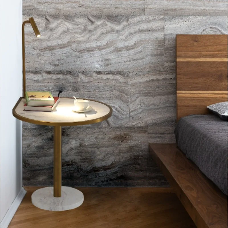 Sofá de canto luz luxo aço inoxidável mármore sala estar quarto estudo mesa canto quadrado com