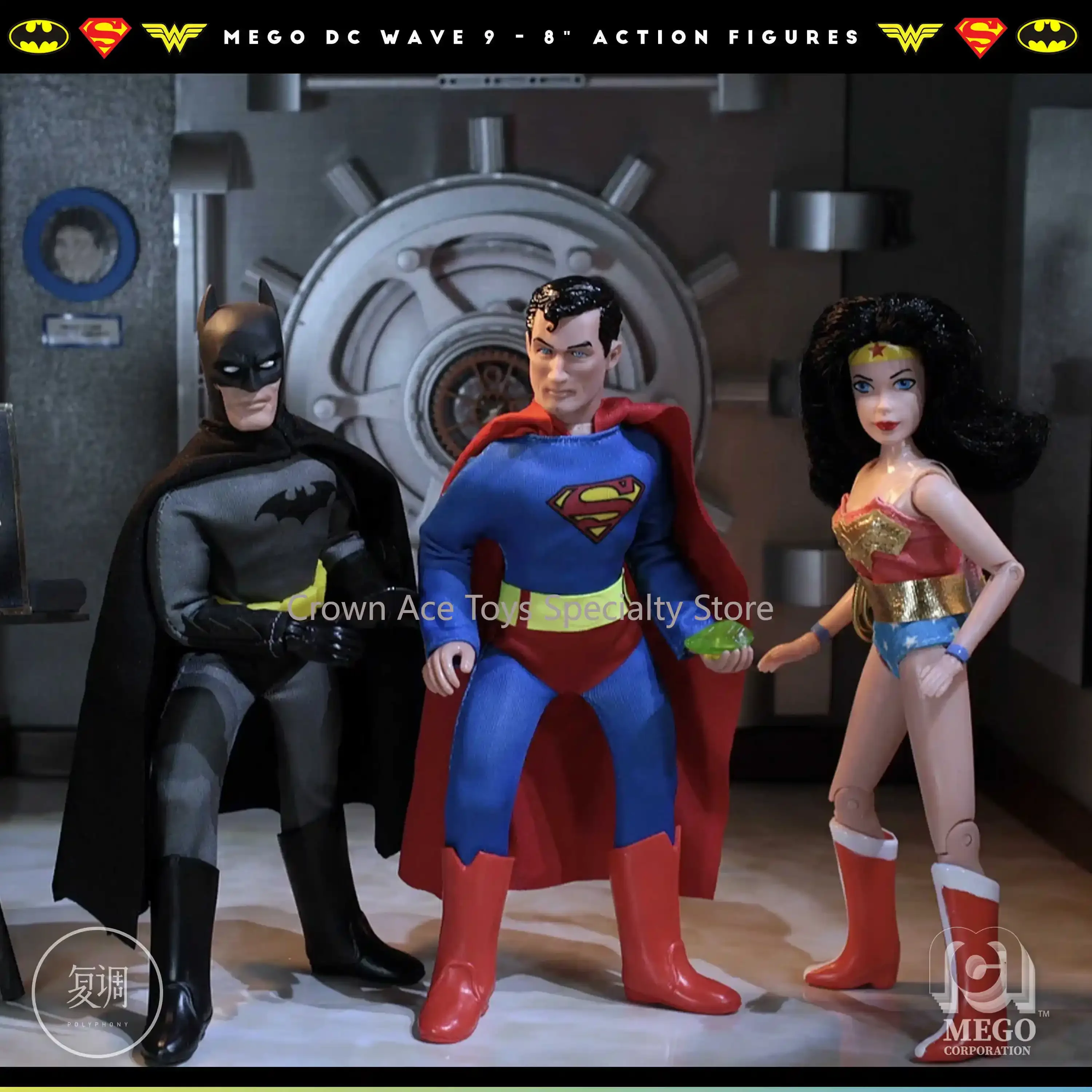 

In Stock Mego DC Batman Superman Wonder Woman Hanging Card 8in Anime Action Figures Collectible Desktop Toys Birthday Gifts