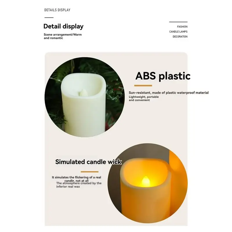 ~A61Z 12Pcs Flicking LED Candles Outdoor Electric Candle For Dining Tables Fireplace With Remote