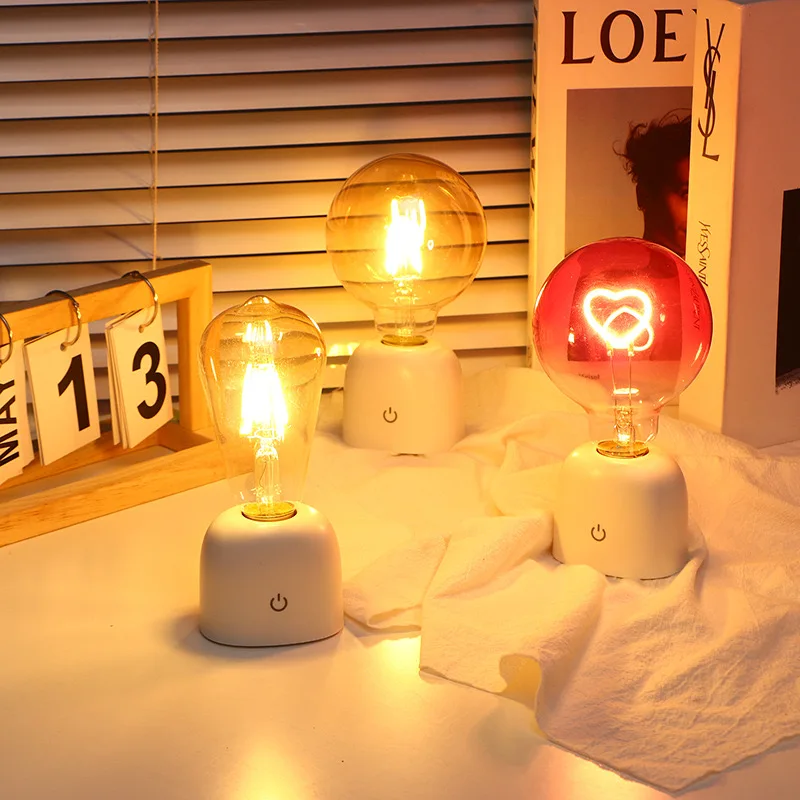 Vintage bulb night light LED G95 5V Dimmable bedroom sleep light creative desktop ambient light decorative bedside table lamp