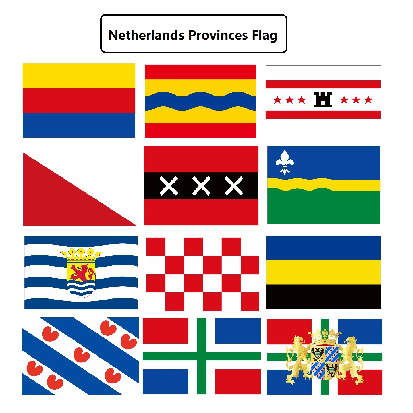 Customizable Netherlands Provinces Flag - Frisian North Brabant Overijssel Drenthe Groningen Limburg Zeeland National Banners