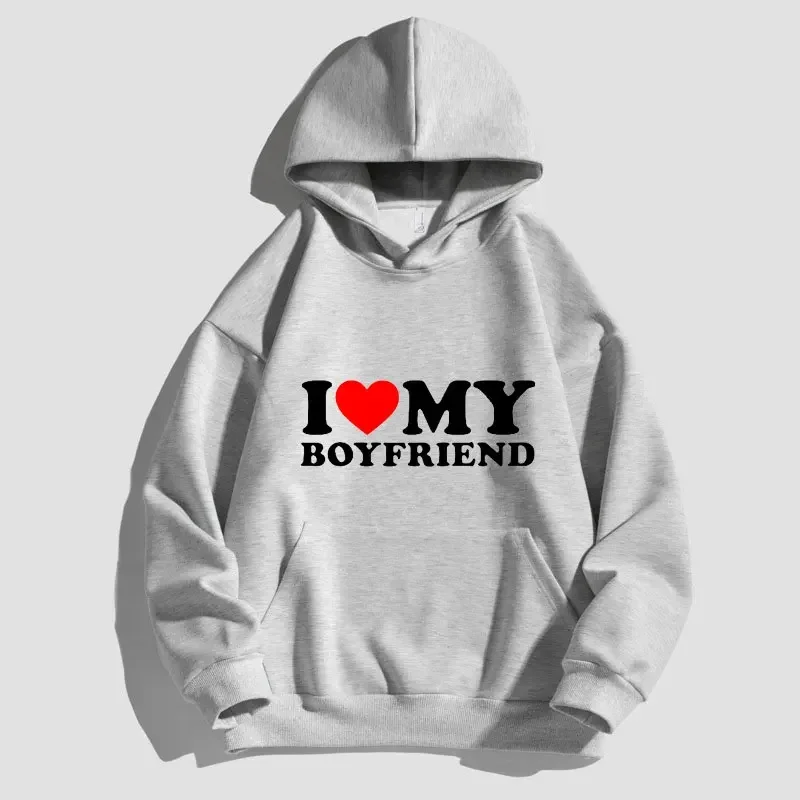 I LOVE MY GIRLFRIEND Print Unisex Hoodie Y2K Sweatshirt for Women\'s/Men\'s Hoodies Sweatshirts Solid Hoodies Pullovers Tops