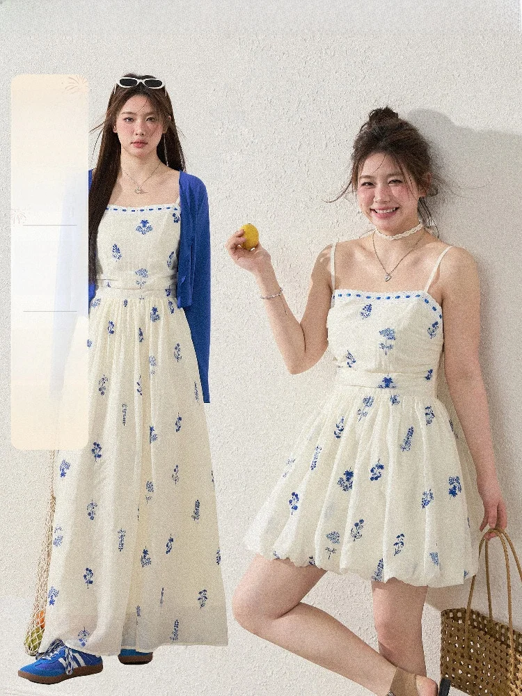 

Комплект: кардиган и платье с цветочным принтом для полных девушек, летний повседневный наряд с квадратным вырезом и длинными рукавами, А-силуэт