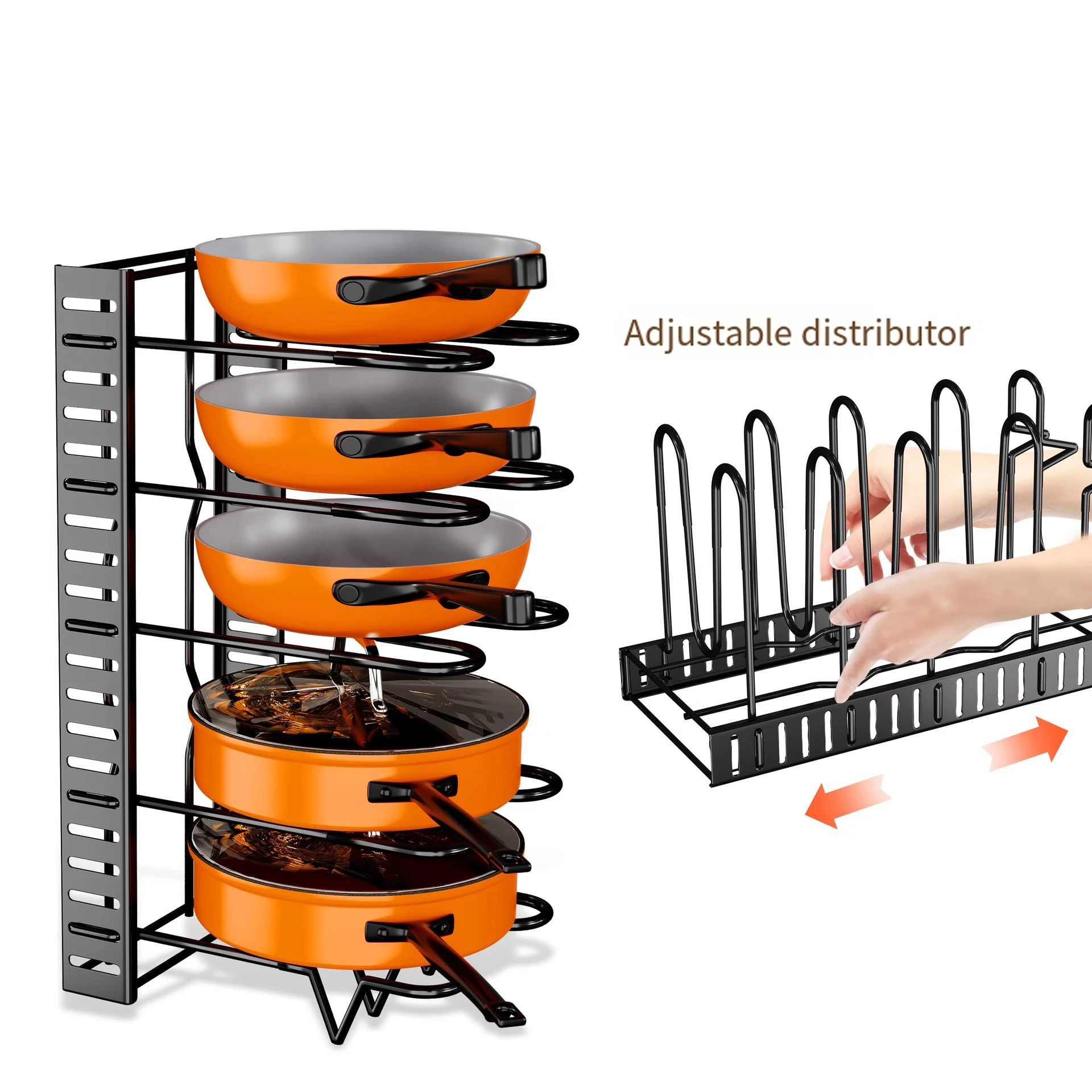 

Kitchen Iron Pot Cover Rack Adjustable Pot Rack Multi-layer Storage Rack Multi-function Countertop Shelf