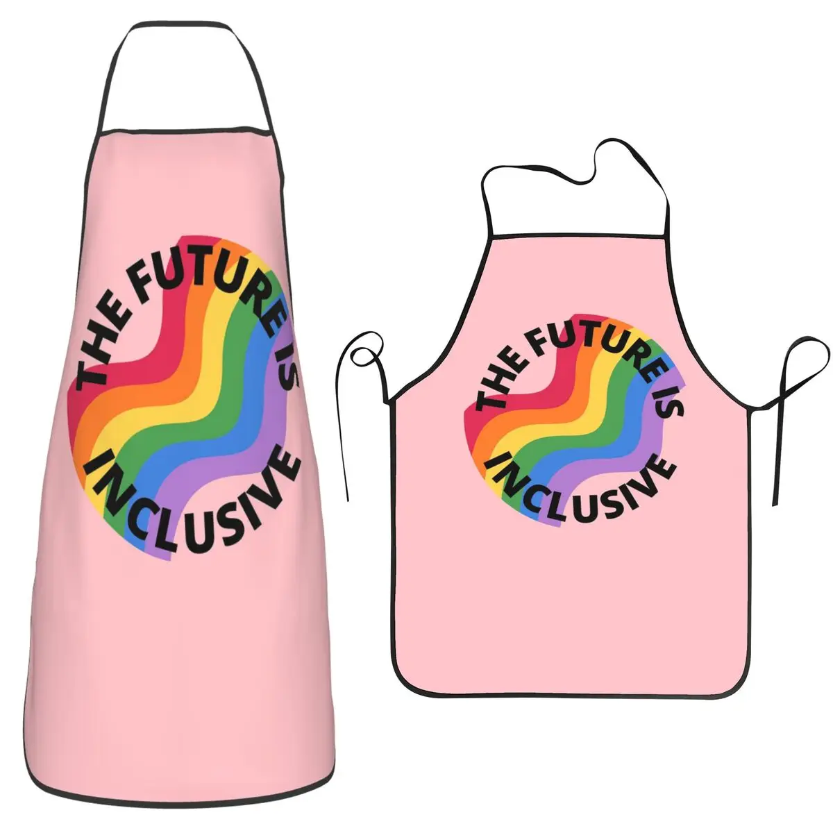 The Future Is Inclusive Pride Rainbow Pink Aprons Chef Baking Tablier Waterproof Bib Kitchen Cleaning Pinafore for Women Men
