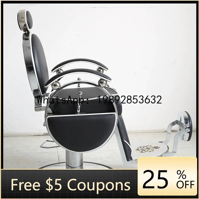 

F1 High-End Men's Barber Shop Chair Reclining Vintage Oil Head Shaving Large Chair Salon Special Lifting Haircut Chair