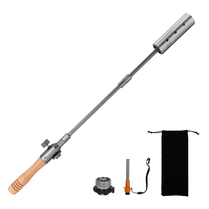 Long Handle Flamethrower Detachable for Outdoor Fire Starting BBQ Camping Torch Cooking Stainless Steel Portable Camping Torch