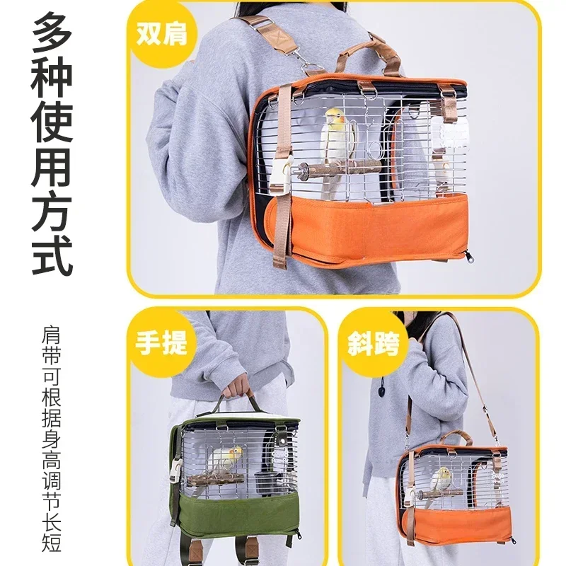 Waterproof Outdoor Bird Cage Backpack Portable Take-Out Ornamental Cage for Birds
