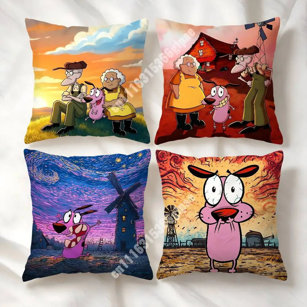 C-Courage Cartoon The Cowardly Dog Printed Pillow Cover Sofa Couch Cozy Holiday Party Furnishing Household Gift