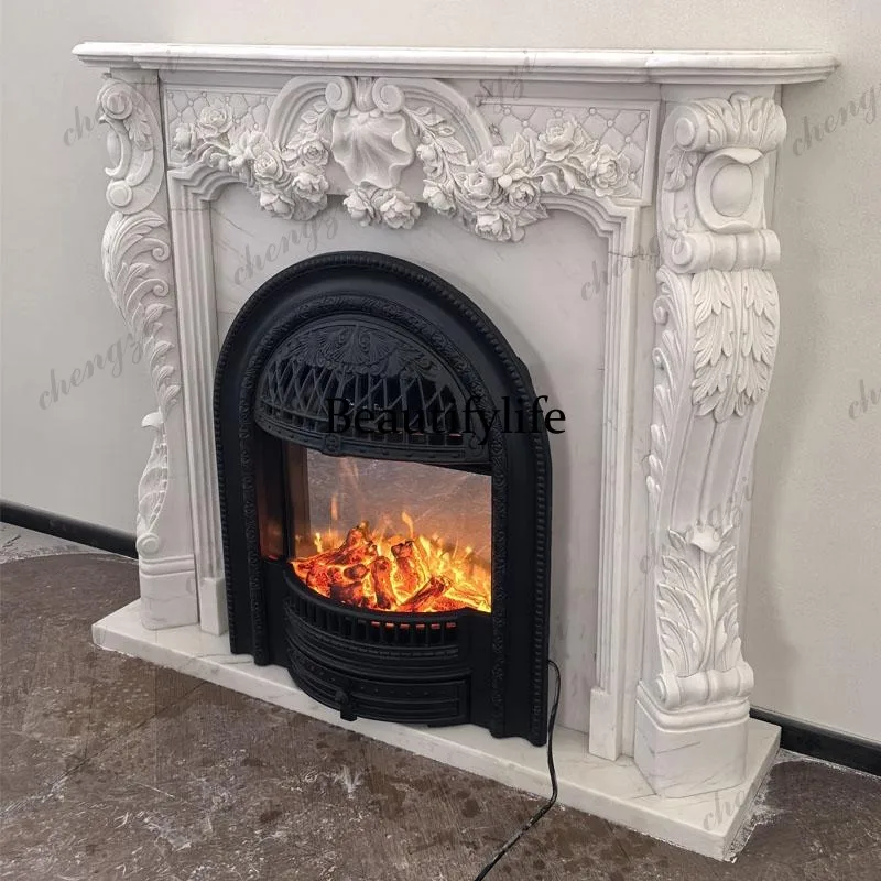 Marble fireplace natural boutique stone hand-carved heating core ornamental fireplace