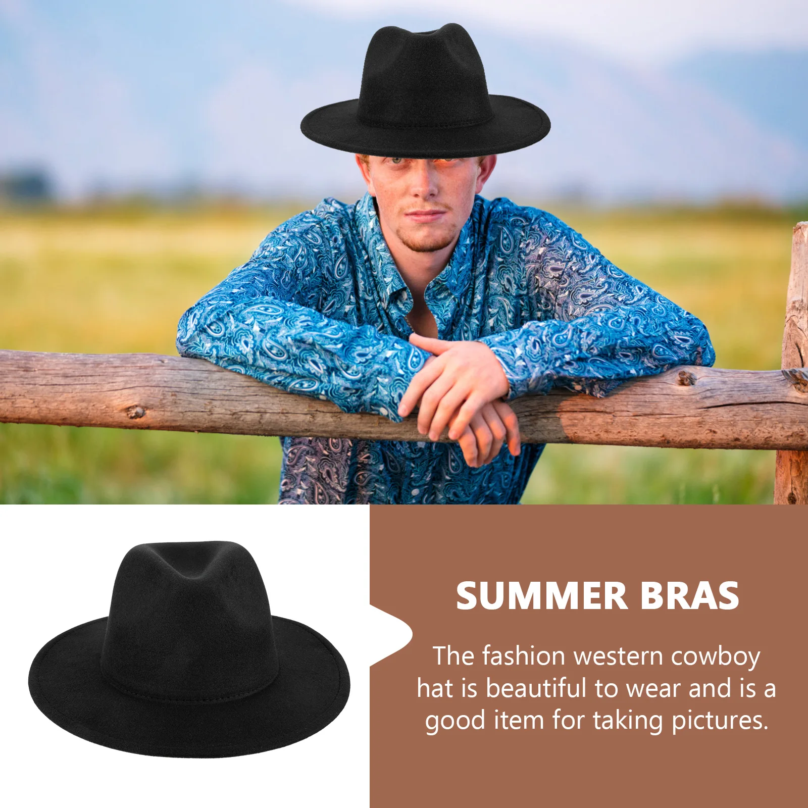 

Stylish Denim Cowboy Hat Unisex Western Wide Brim Hat For Party Costume Accessories Outdoor Sun Protection Fashion Cap For Men