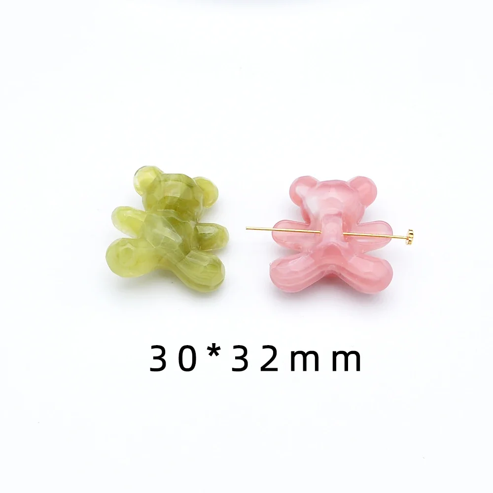 5 Pieces  30 * 32mm  Jelly Colored Small Bear Beads with Holes  DIY Makes Necklace, Bracelet, Clothing Accessories Materials