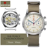 RED STAR 38mm 1963 cronógrafo mecánico reloj piloto con movimiento de gaviota ST1901 Air Force Aviation zafiro ganso 40mm