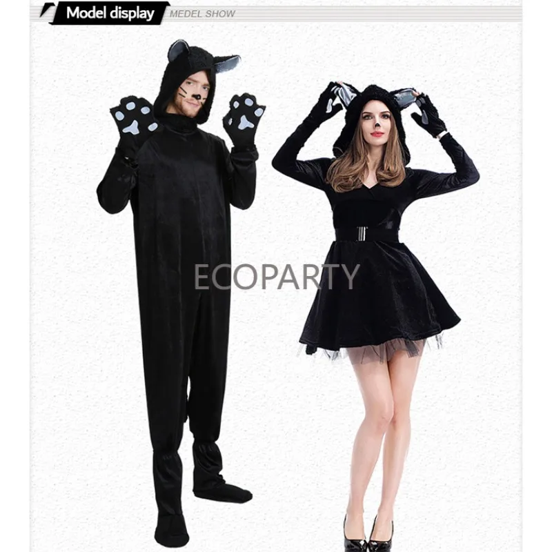 Costume Cosplay Chat Noir pour Adultes, Onesie Animal, Convient pour la ixd'Halloween, Spectacle sur Scène, Combinaisons, Costumes, Accessoires Imbibés, Femmes, Hommes