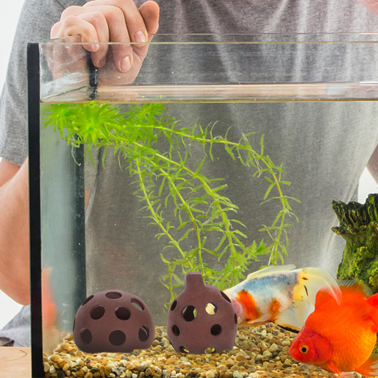 

7Pcs Aquarium Decorations Fish Tank Ornaments Purple Clay Ceramic Caves for Shrimp and Fish Hideout Breeding Shelter Habitat