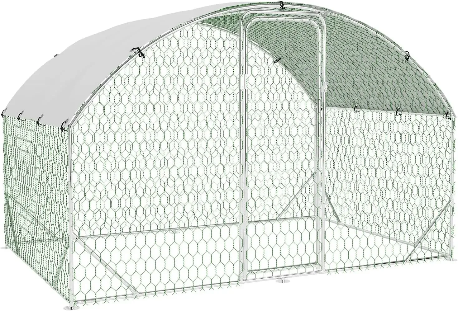 

Walk In Metal Chicken Coop Poultry Cage Chicken Run Pen With Reinforced Waterproof Uv Cover Lockable Doors For Outdoor Use