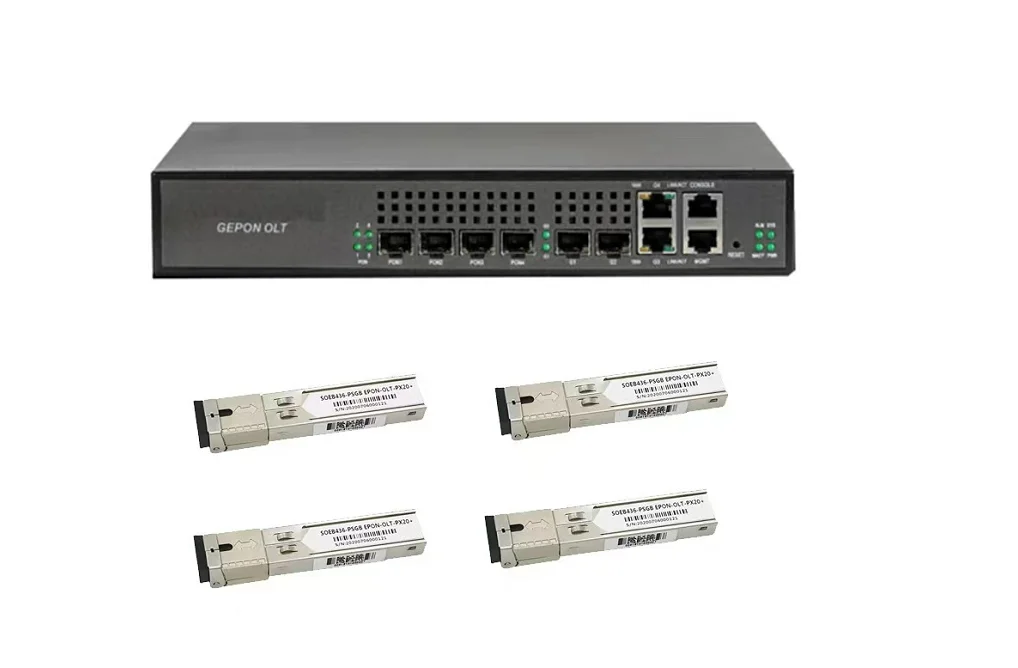 EPON OLT 4 Port mini CATV network management function switching optical fiber cat ONU, AC power supply