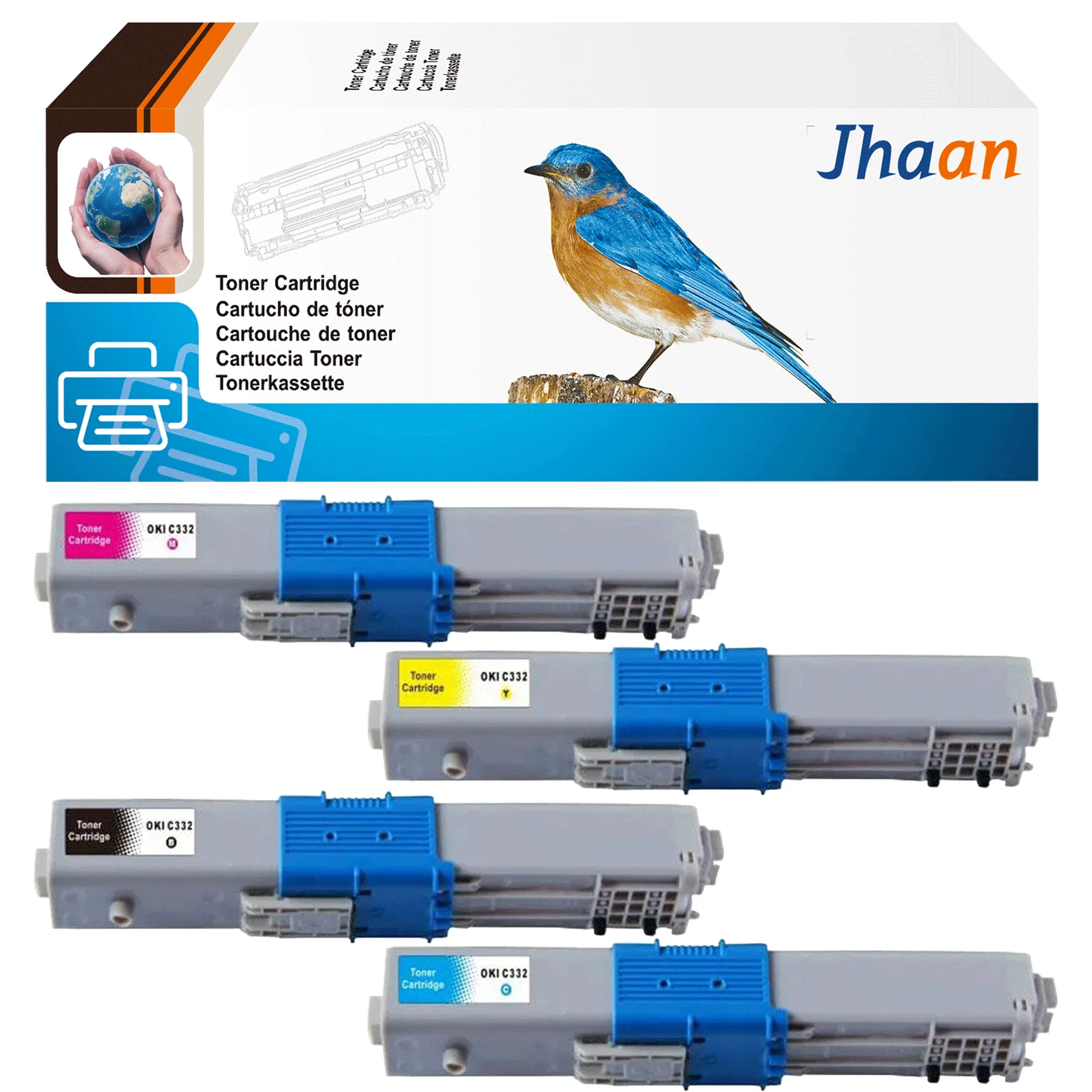 Jhaan Toner C332 BK CMY Kompatibel mit Oki C332 DN MC363 DN C332 DNW MC363 DNW Drucker – Detail 1