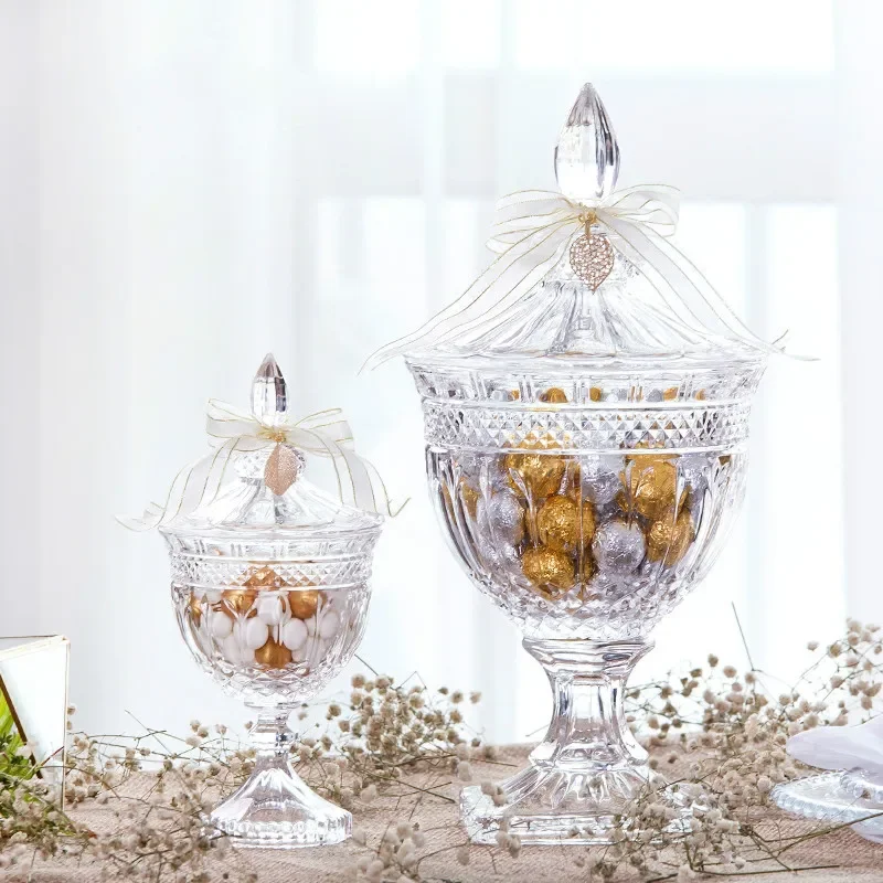 

European Style Sealed Moisture-proof Transparent Glass Candy Box Cookie Coffee Seal Storage Tanks Tabletop Decoration