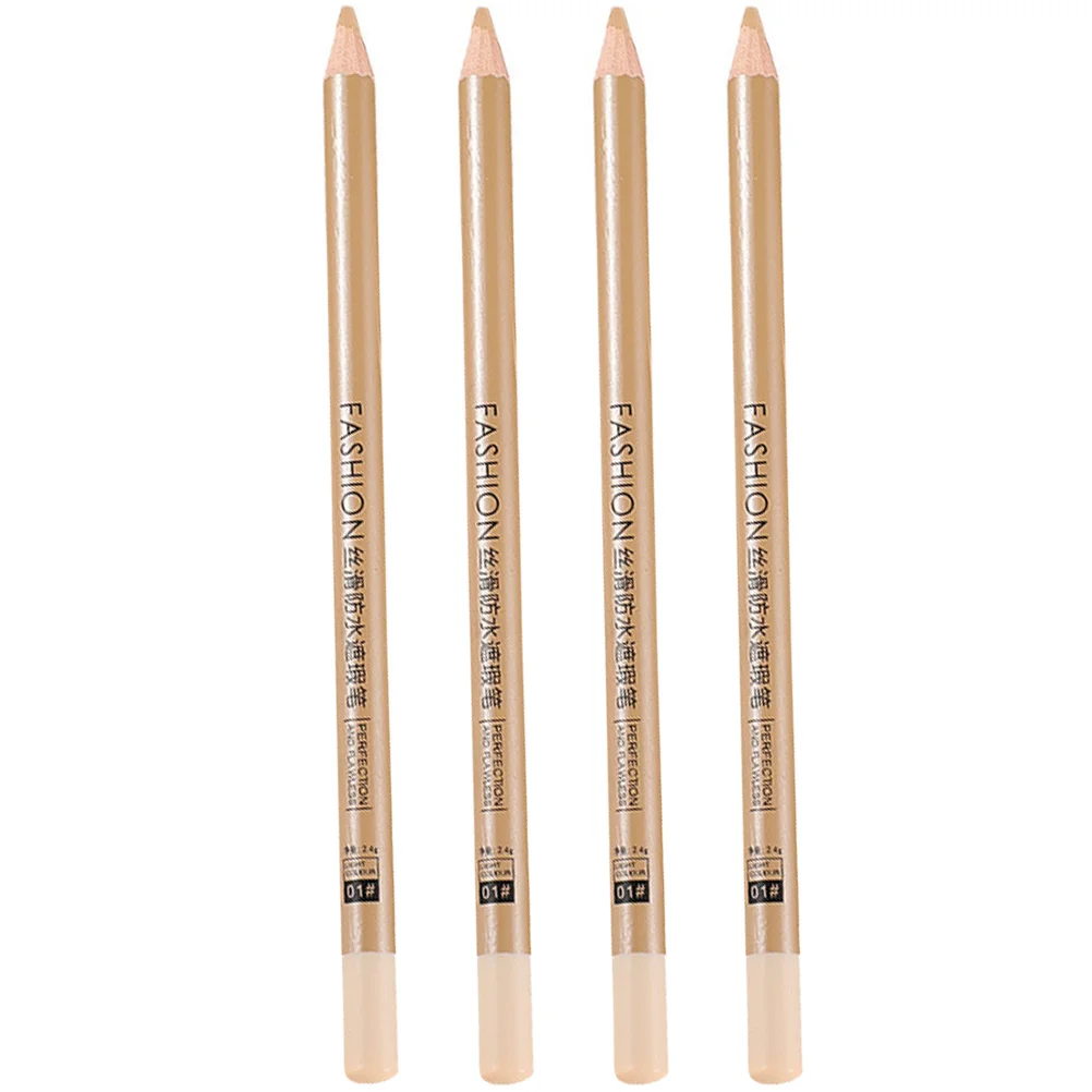 4 Pcs Concealer Pen Portable Spot Pencils for Marks Eyes Ivory White Dark Circles Wooden Durable