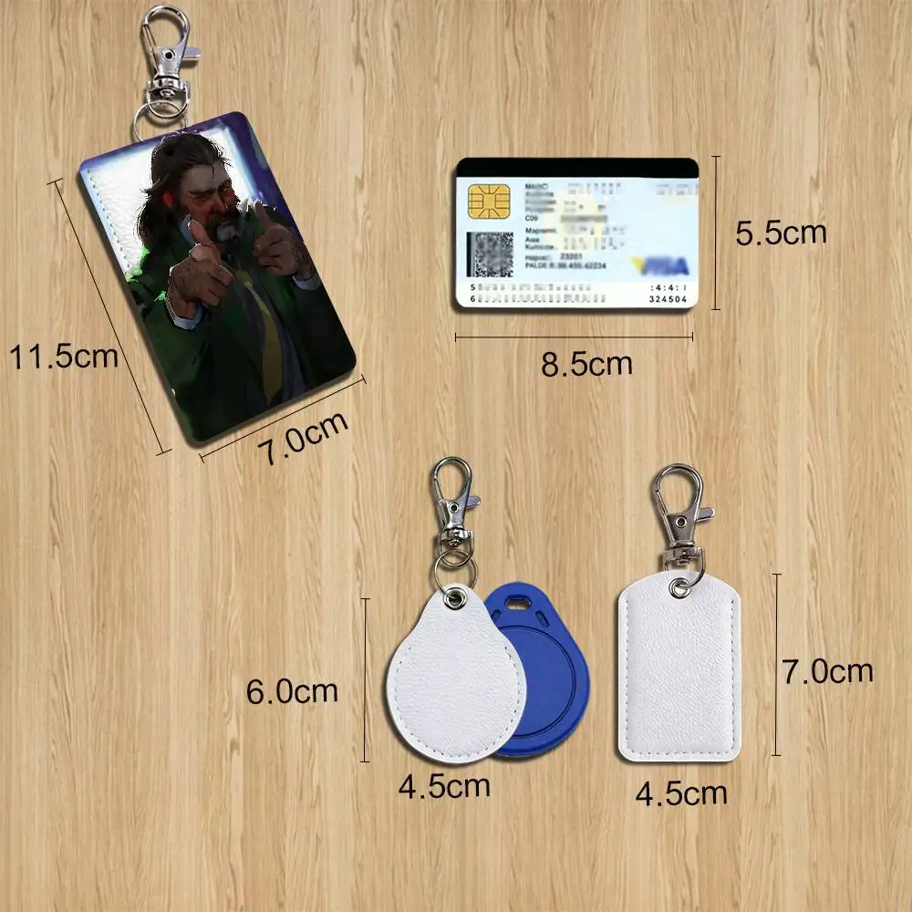 Disco Elysium Harry Du Bois Kim Kitsuragi Card Holder With Keychain Executive Protection For Bank Credit Subway Bus Case