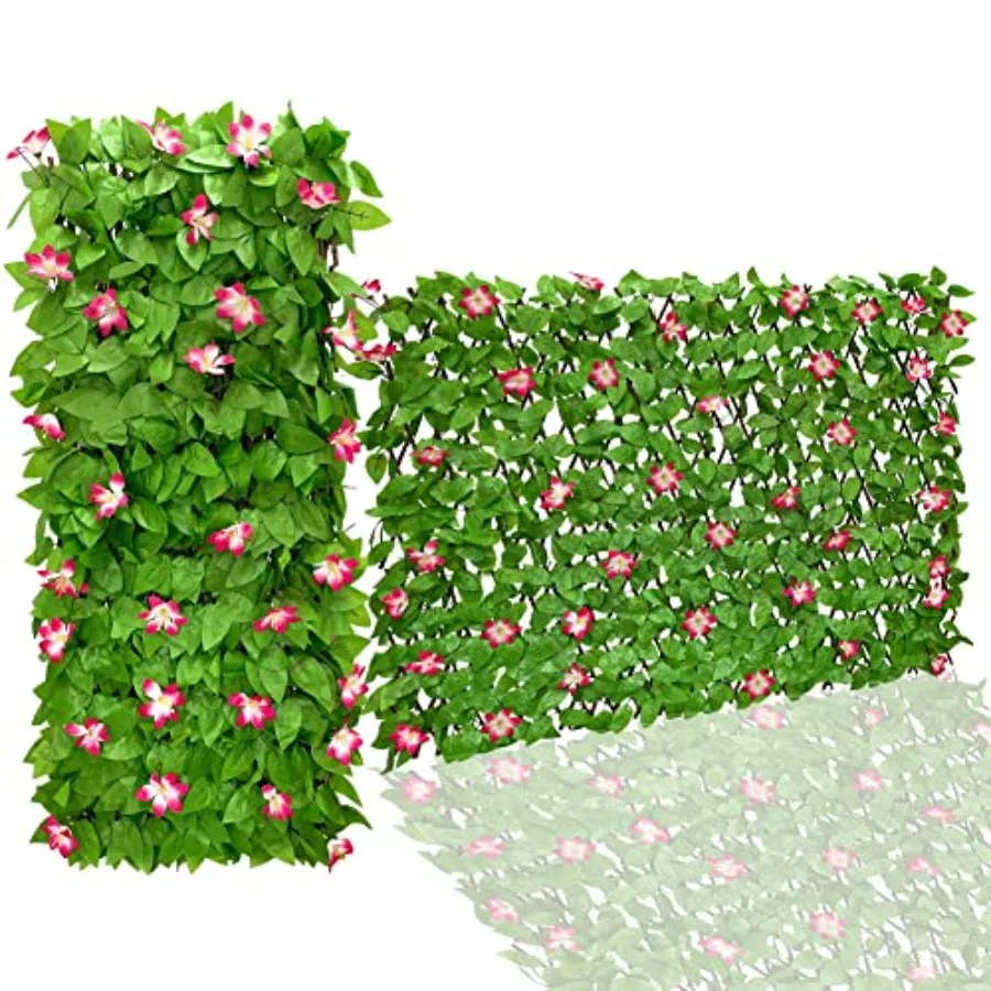 

Expandable Fence Privacy Screen for Balcony Patio OutdoorDecorative Faux Ivy Fencing Panel Artificial Hedges Single Sided Leave
