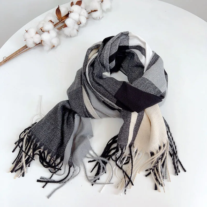 Autumn and winter British retro style check thick keepwarm scarf