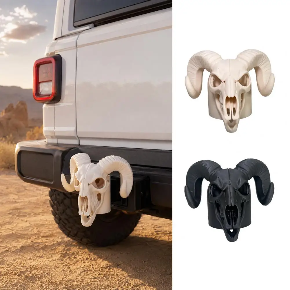 Eye-catching Trailer Hitch Trailer Head Hitch 3d Printed Ram Skull Trailer Coupling Cover Cap Black White Bone Design Truck