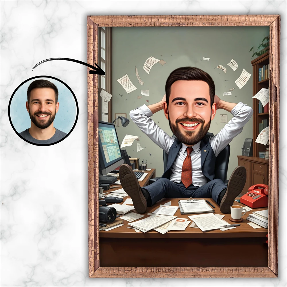 

Custom Boss Caricature Prints Personalized Portrait Gift for Manager Poster Team Leader Custom Office Portrait for Boss Canvas