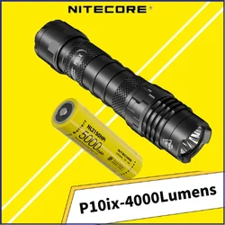 NITECORE P10iX Rechargeable Flashlight Powerful 4000 Lumens USB Tactical Flashlight One Button Strobe, 5000mAh NL2150HPi Battery