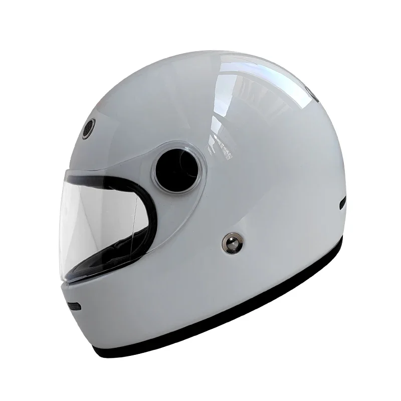 Vintage Full-Face Motorcycle Helmet,Crash-Resistant Fiberglass Construction with Washable Interior for Superior Adult Protection