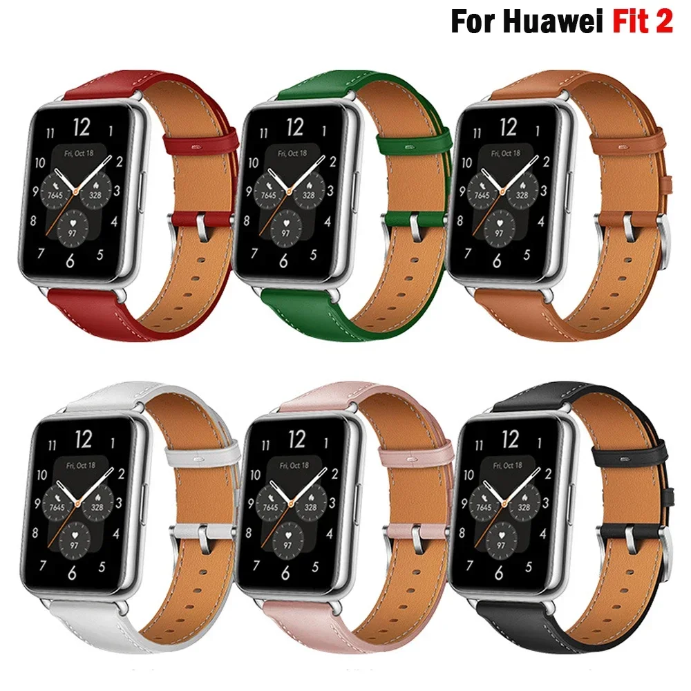 Correa de cuero para Huawei Watch Fit 2, pulsera deportiva de repuesto, pulsera retro auténtica, accesorios para Huawei Fit2