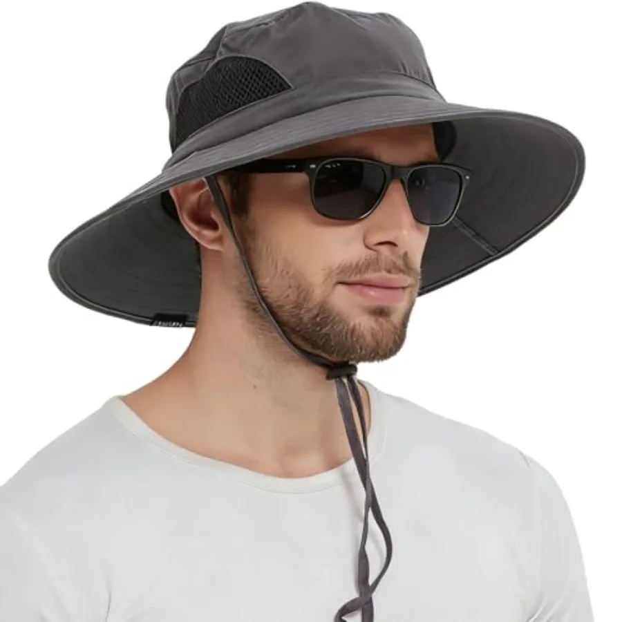 Wide Brim Sun Hat, UPF 50+ UV Protection Waterproof Packable Bucket Hat for Men and Women, Fishing Hiking Beach Garden